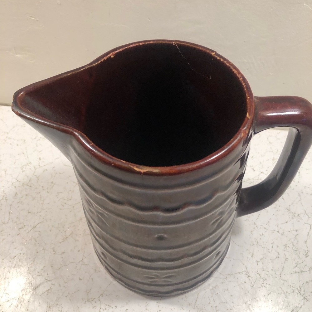 Vintage Marcrest Stoneware Daisy Dot Large Pitcher Jug Vase. 8” tall x 8.25”